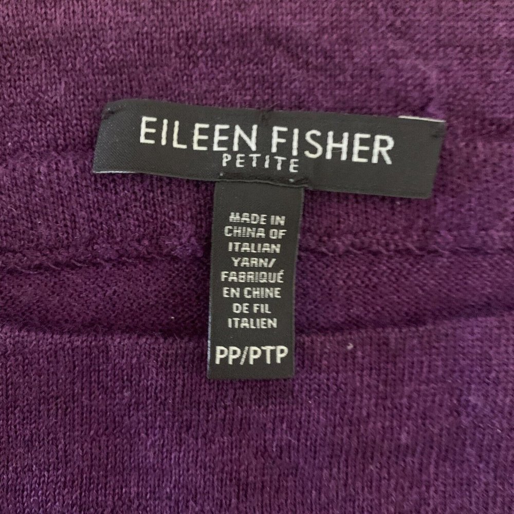 Eileen Fisher Petite xs Italian Merino Wool Boatneck Tunic Sweater Top Plum - Picture 3 of 7